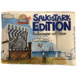 Ottifanten Küchenrolle Küchenpapier mit Dekor (4 Rollen mit 45 Blatt, 3 Lagen)