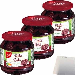 Gut&Günstig Rote Bete Scheiben im Bundschnitt mit Zwiebeln 3er Pack (3x430g ATG) + usy Block