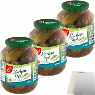 Gut&Günstig Gurkentopf knackig-würzig mit Silberzwiebel 3er Pack (3x850g ATG) + usy Block