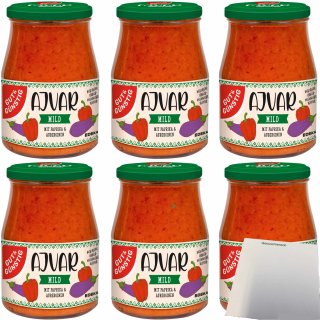 Gut&Günstig Ajvar mild mit Paprika und Auberginen 6er Pack (6x340ml Glas) + usy Block