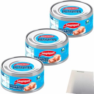 Saupiquet Thunfisch natur ohne Öl in Wasser 3er Pack (3x185g Dose) + usy Block