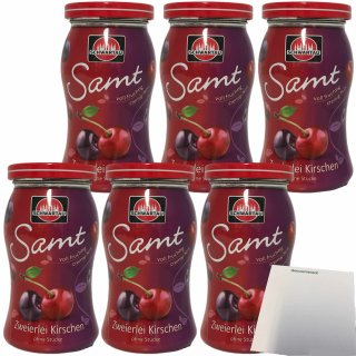 Schwartau Samt zweierlei Kirschen Fruchtaufstrich ohne Stücke 6er Pack (6x270g Glas) + usy Block