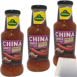 Kühne China Sauce Süss-Scharf 3er Pack (3x250ml Glas) + usy Block