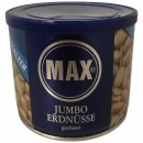 Max Jumbo Erdnüsse geröstet & ungesalzen 3er Pack (3x300g Dose) + usy Block