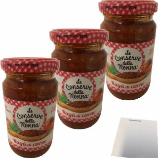 Le Conserve della Nonna Bolognesesoße 3er Pack (3x190g Glas) + usy Block