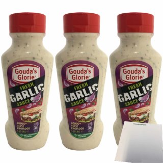 Goudas Glorie fresh Garlic Knoblauchsauce 3er Pack (3x550ml Flasche) + usy Block