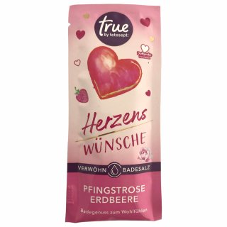 Tetesept Eine Portion Herzenswünsche Pfingstrose-Erdbeere Badesalz (50g Packung)