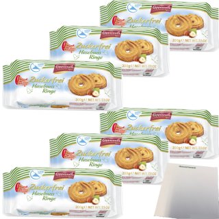 Coppenrath Haselnuss-Ringe ohne Zucker 6er Pack (6x200g Packung) + usy Block