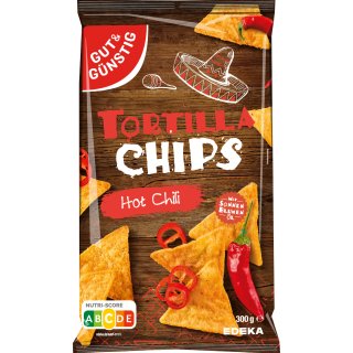 Gut&Günstig Tortilla Chips Hot Chili (300g Packung)