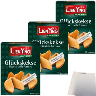 Lien Ying Glückskekse mit weisen Botschaften 3er Pack (3x70g Packung) + usy Block