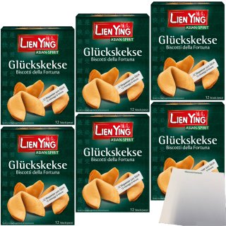 Lien Ying Glückskekse mit weisen Botschaften 6er Pack (6x70g Packung) + usy Block