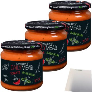 Langbeins DailyMeal Bio Tomate-Basilikum Suppe 3er Pack (3x350ml Glas) + usy Block