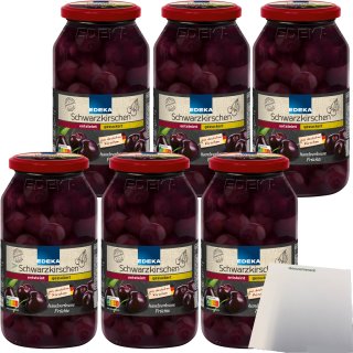 Edeka Schwarzkirschen entsteint gezuckert 6er Pack (6x680g Glas) + usy Block