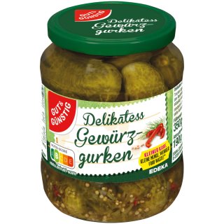 Gut&Günstig Delikatess Gewürzgurken knackig-würzig (350g Glas)