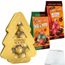 Ferrero Küsschen Cremige Weihnachtskugeln Pack: Zartbitter + Haselnuss&Zartbitter Mix (2x100g Beutel) + Rocher Tanne (150g) + usy Block