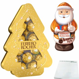Ferrero Küsschen Weihnachtsmann Brownie Style (70g) + Rocher Tanne (150g) + usy Block