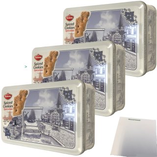Hellema Gewürzspekulatius Geschenkdose 3er Pack (3x400g Dose) + usy Block