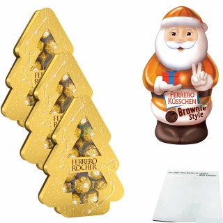 Ferrero Küsschen Weihnachtsmann Brownie Style (70g) + 3x Rocher Tanne (3x150g) + usy Block