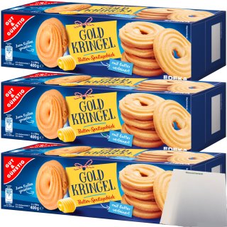 Gut&Günstig Butter-Spritzgebäck Gold Kringel mit 32 % Butter 3er Pack (3x400g Packung) + usy Block