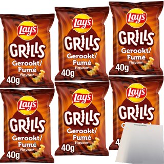 Lays Grills Gerookt Mais Snack geräucherter mit Rauch-Geschmack 6er Pack (6x40g Packung) + usy Block