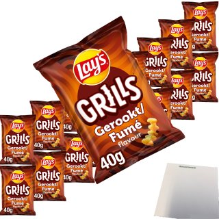 Lays Grills Gerookt Mais Snack geräucherter mit Rauch-Geschmack VPE (16x40g Packung) + usy Block