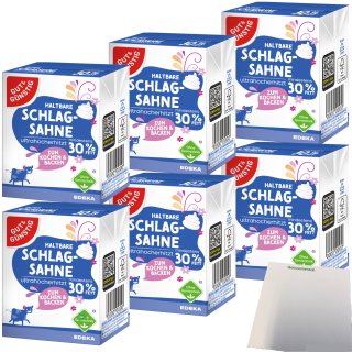 Gut&Günstig Haltbare Schlagsahne 30% Fett 6er Pack (6x200g Packung) + usy Block