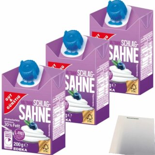 Gut&Günstig Haltbare Schlagsahne 30% Fett laktosefrei 3er Pack (3x200g Packung) + usy Block