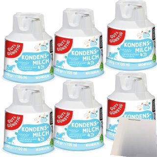Gut&Günstig Kondensmilch Kaffeesahne Kännchen 4% 6er Pack (6x200g Packung) + usy Block