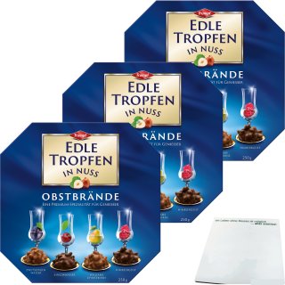 Trumpf Edle Tropfen in Nuss blau Obstbrände 3er Pack (3x250g Packung) + usy Block