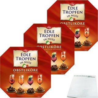 Trumpf Edle Tropfen in Nuss rot Obstliköre 3er Pack (3x250g Packung) + usy Block