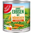 Gut&Günstig Junge Erbsen mit Möhrchen extra fein 6er Pack (6x800g Dose) + usy Block