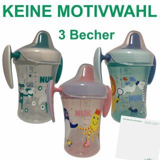 NUK Evolution Trainer Cup, 6+ Monate (230ml Volumen) 3er Pack + usy Block