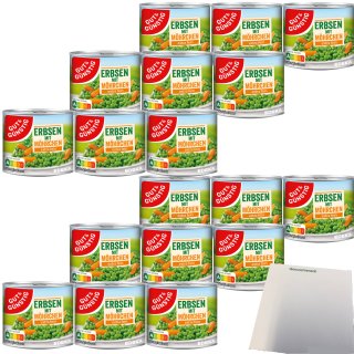 Gut&Günstig Junge Erbsen mit Möhrchen extra fein 6er Pack (18x200g Dose) + usy Block
