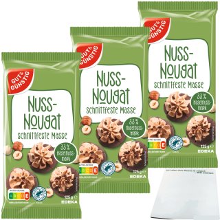 Gut&Günstig Nuss Nougat schnittfeste Masse 3er Pack (3x125g Packung) + usy Block