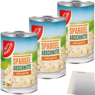Gut&Günstig Spargelabschnitte ohne Köpfe 3er Pack (3x420g Dose) + usy Block