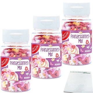 Gut&Günstig Streudekor Prinzessinen-Mix 3er Pack (3x57g) + usy Block