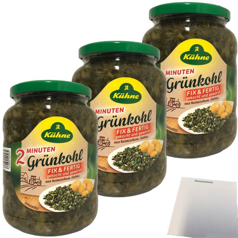 Kühne Grünkohl fix und fertig Der Schnelle 3er Pack (3x660g Glas) + u