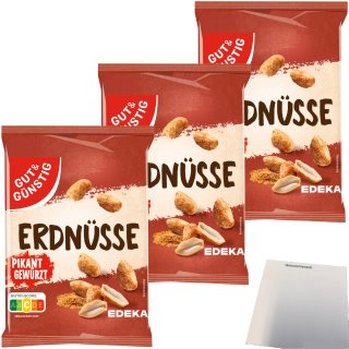 Gut&Günstig Erdnüsse pikant gewürzt 3er Pack (3x150g Packung) + usy Block