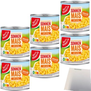 Gut&Günstig Sonnenmais zart und jung natursüß 6er Pack (6x330g Dose) + usy Block