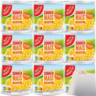 Gut&Günstig Sonnenmais zart und jung natursüß 3er Pack (9x150 Dose) + usy Block