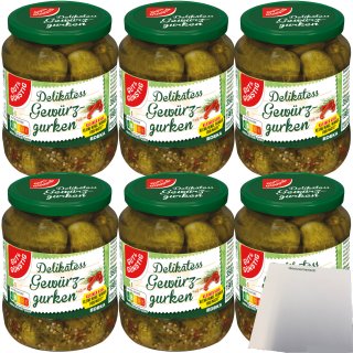 Gut&Günstig Delikatess Gewürzgurken knackig-würzig 6er Pack (6x350g Glas) + usy Block