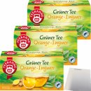 Teekanne Grüner Tee Ingwer Orange 3er Pack (3x 20x 1,75g Teebeutel) + usy Block