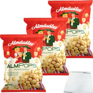 Almdudler Almpops Popcorn mit typischem Almdudler-Geschmack 3er Pack (3x125g Beutel) + usy Block