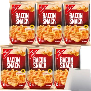Gut&Günstig Bacon Snack herzhafter Knabberspaß 6er Pack (6x130g Packung) + usy Block