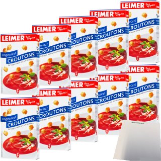 Leimer Croutons Natur ungewürzt für Suppen Salat und zum Knabbern VPE (10x100g Packung) + usy Block