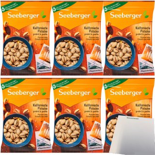 Seeberger Kalifornische Pistazien geröstet und gesalzen 6er Pack (6x150g Packung) + usy Block