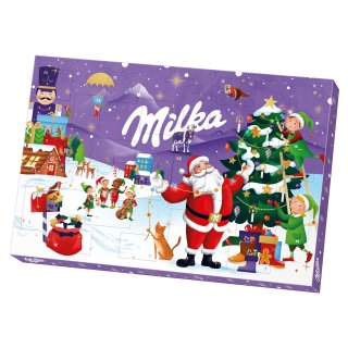 Milka Adventskalender Motiv: Weihnachtsmann und Tannenbaum (200g Packung)