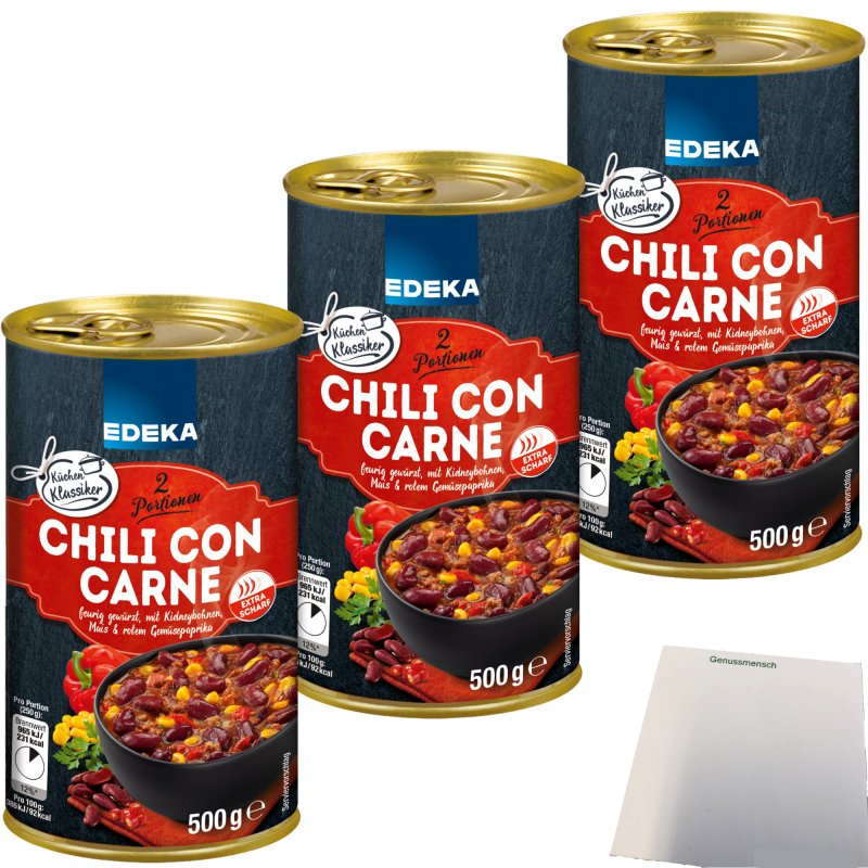 Edeka Chili con Carne feurig gewürzt mit Kidneybohnen Mais und rotem