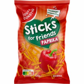 Gut und Günstig Paprika Sticks for Friends 125g MHD 01.12.2023 Restposten Sonderpreis