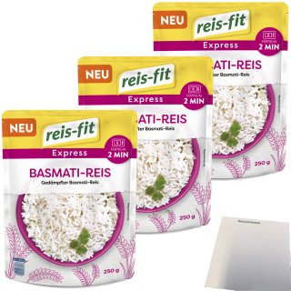 Reis-Fit Express Basmati Reis 3er Pack (3x250g Packung) + usy Block